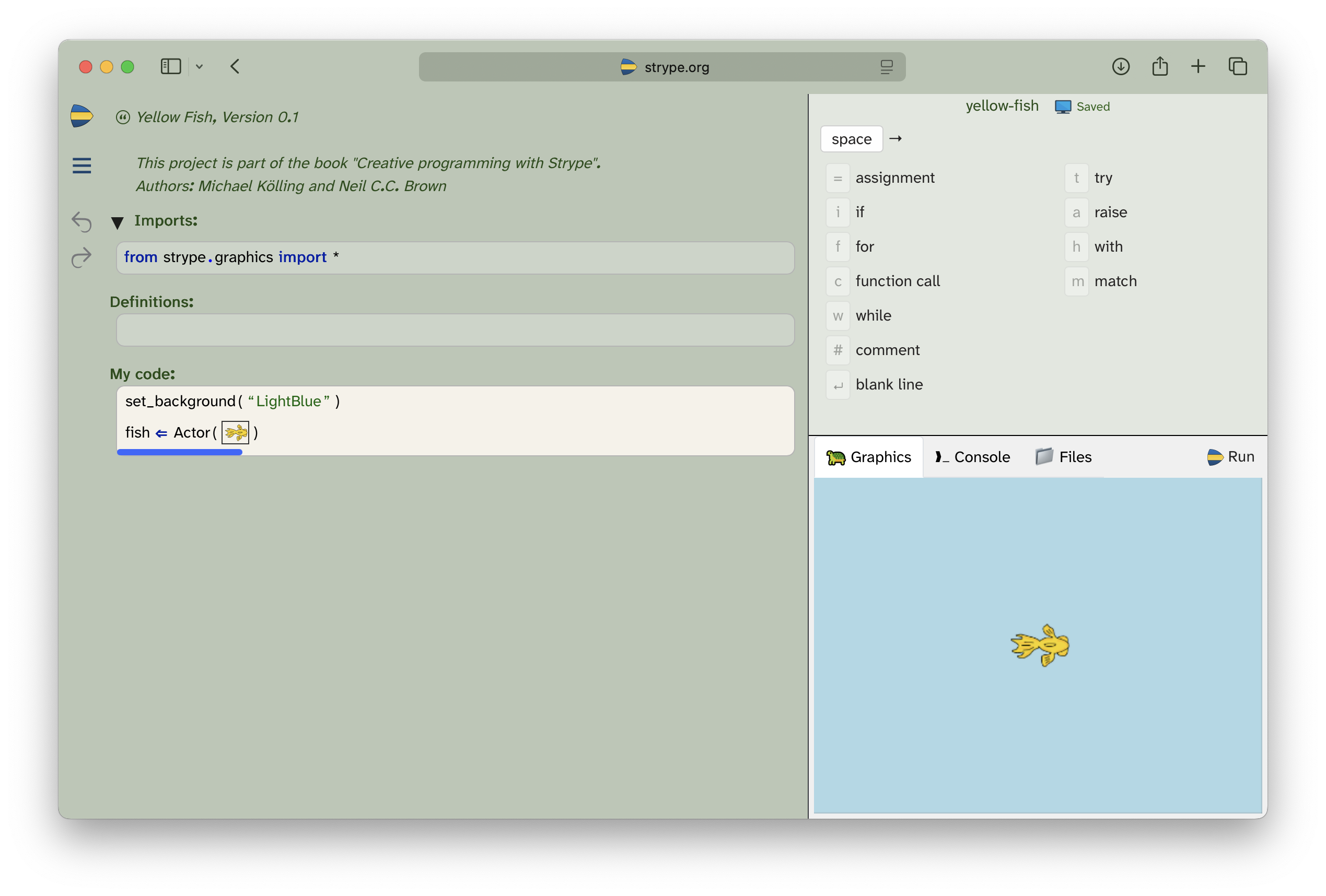 Screenshot of the Strype interface